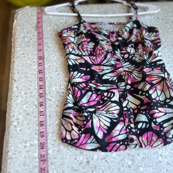 No Boundaries Novelty Butterfly Print Women's Top Buttondown Medium - Picture 7 of 8